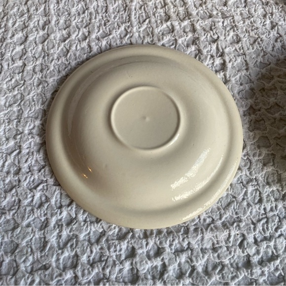 Vintage stoneware tea set tea cups & saucers white geese with bows speckled - Picture 11 of 16